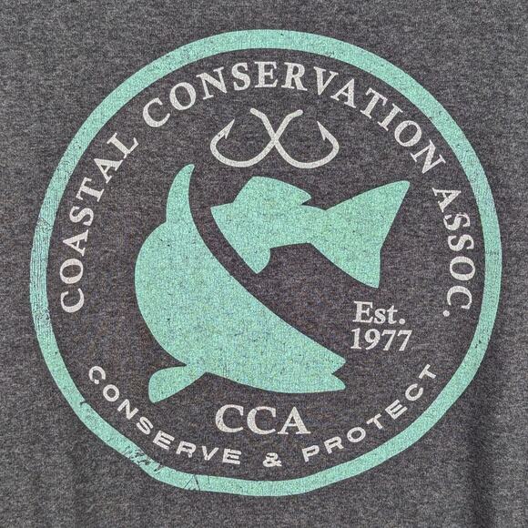 CCA Coastal Conservation Assoc Medium T-Shirt Men Gray Logo Fishing Outdoors - Picture 2 of 5